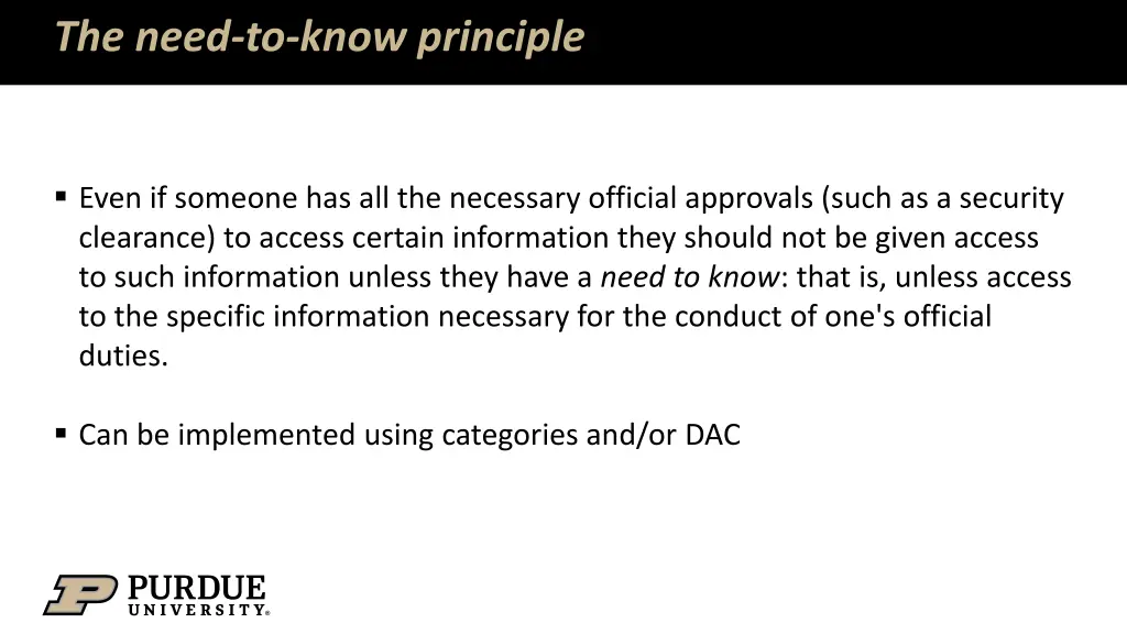 the need to know principle