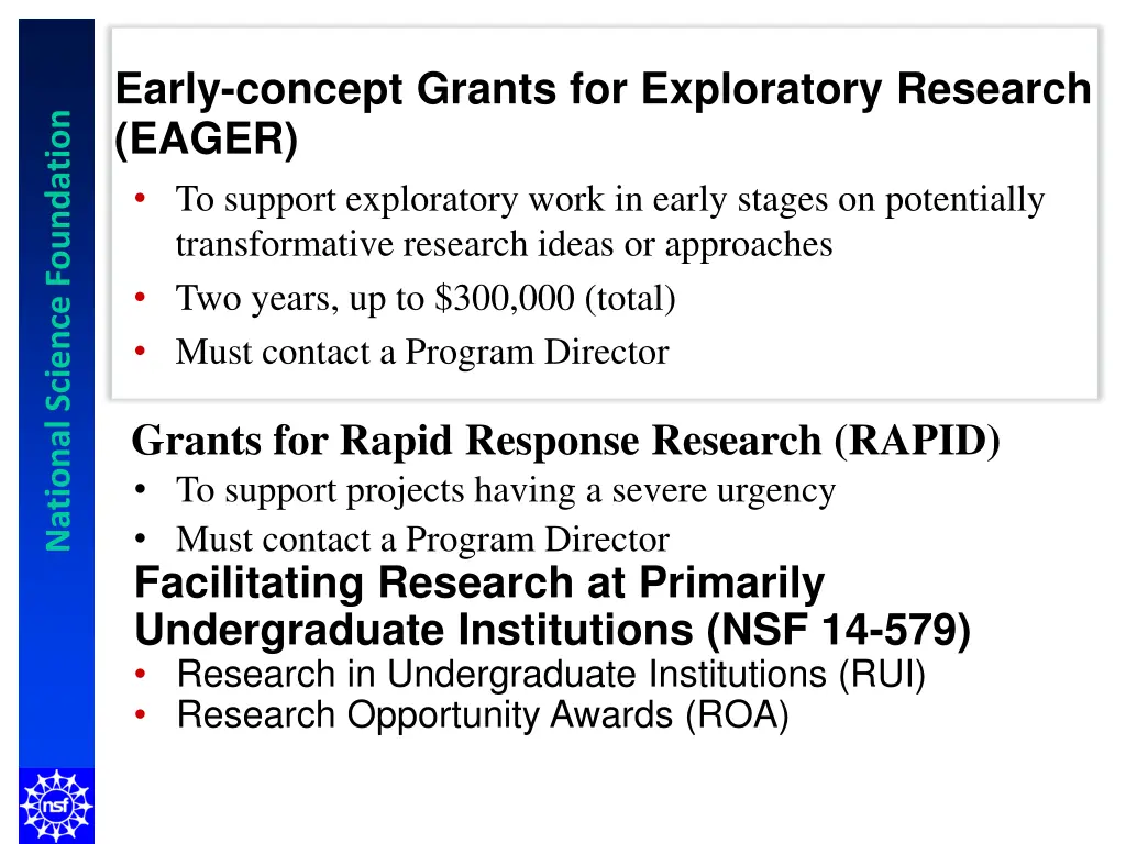 early concept grants for exploratory research