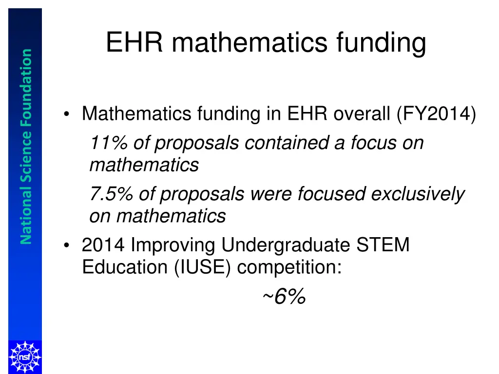 ehr mathematics funding