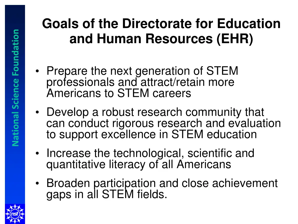 goals of the directorate for education and human