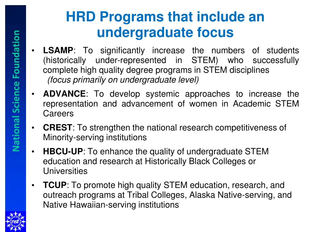hrd programs that include an undergraduate focus
