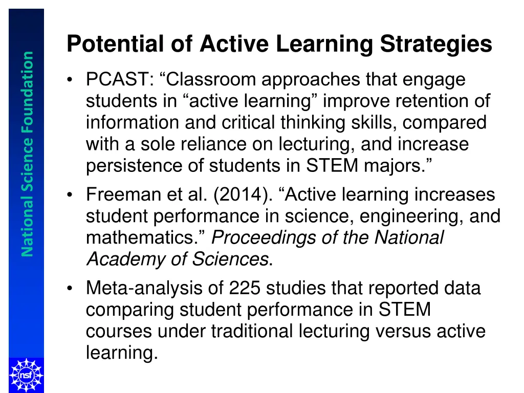 potential of active learning strategies