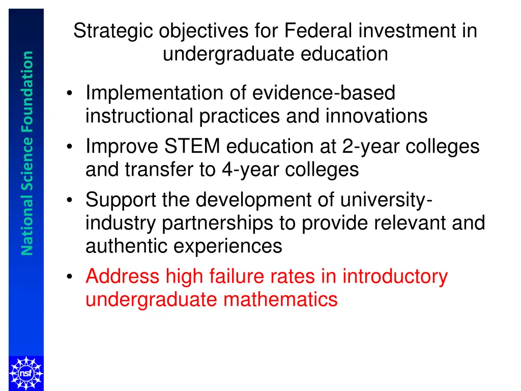 strategic objectives for federal investment