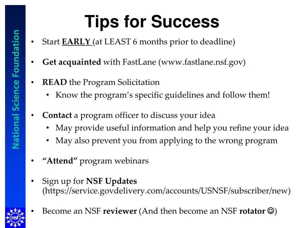 tips for success