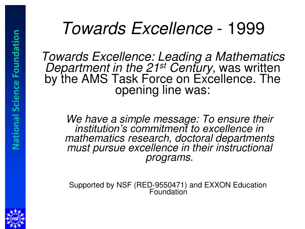 towards excellence 1999