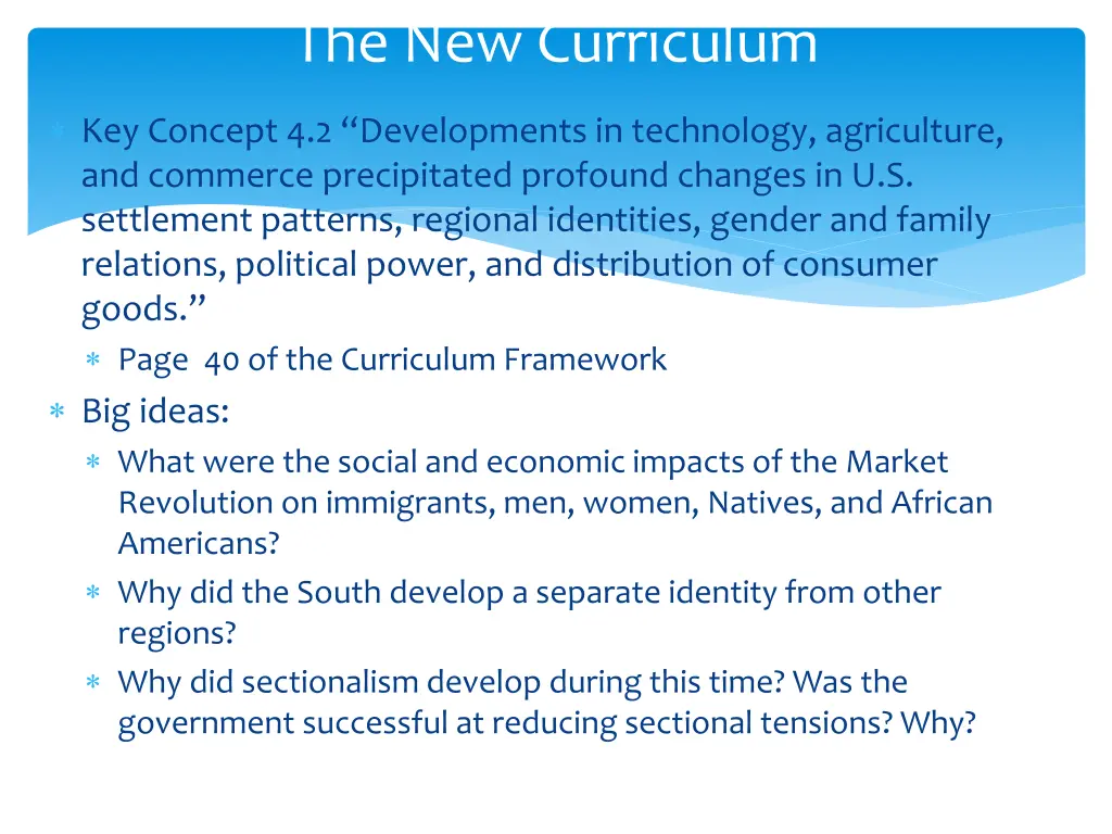 the new curriculum