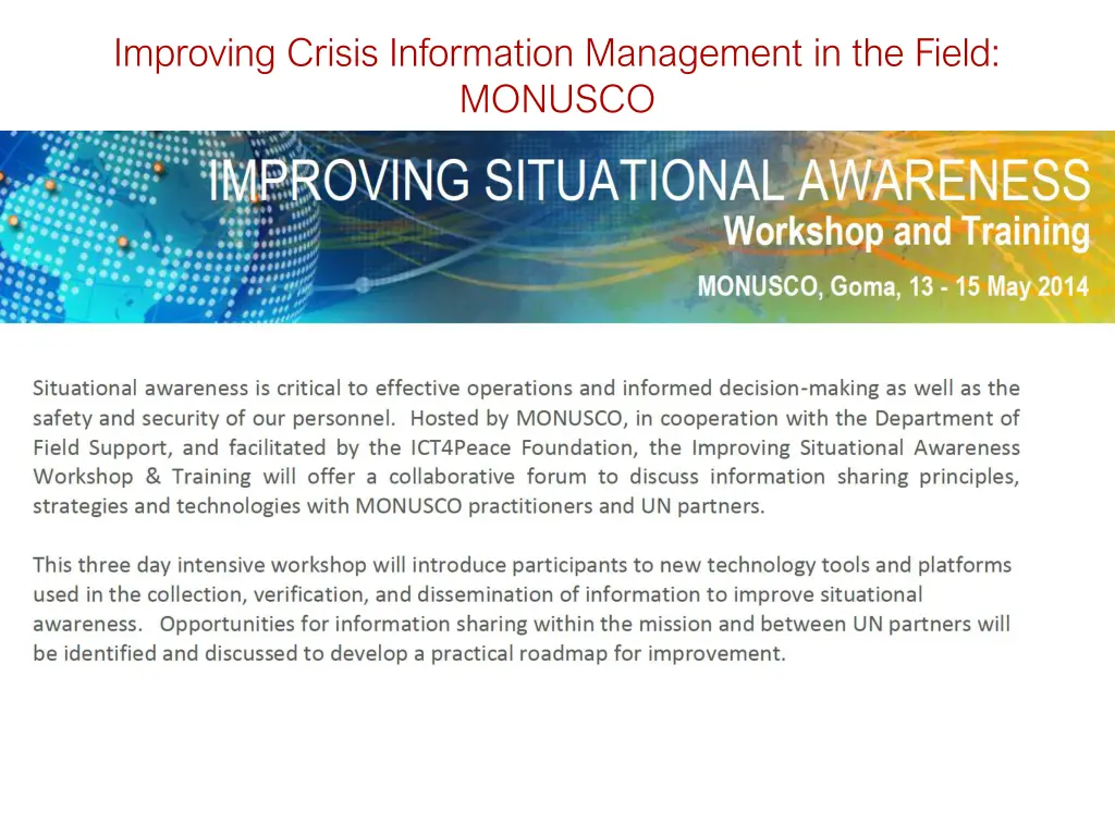 improving crisis information management