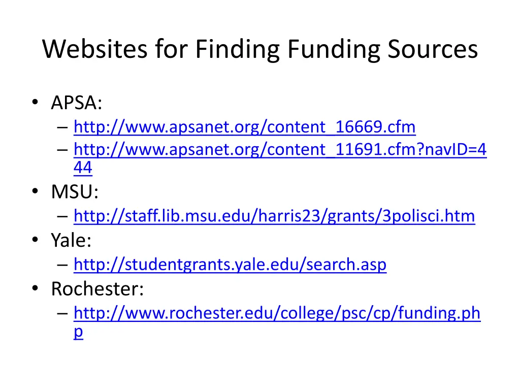 websites for finding funding sources