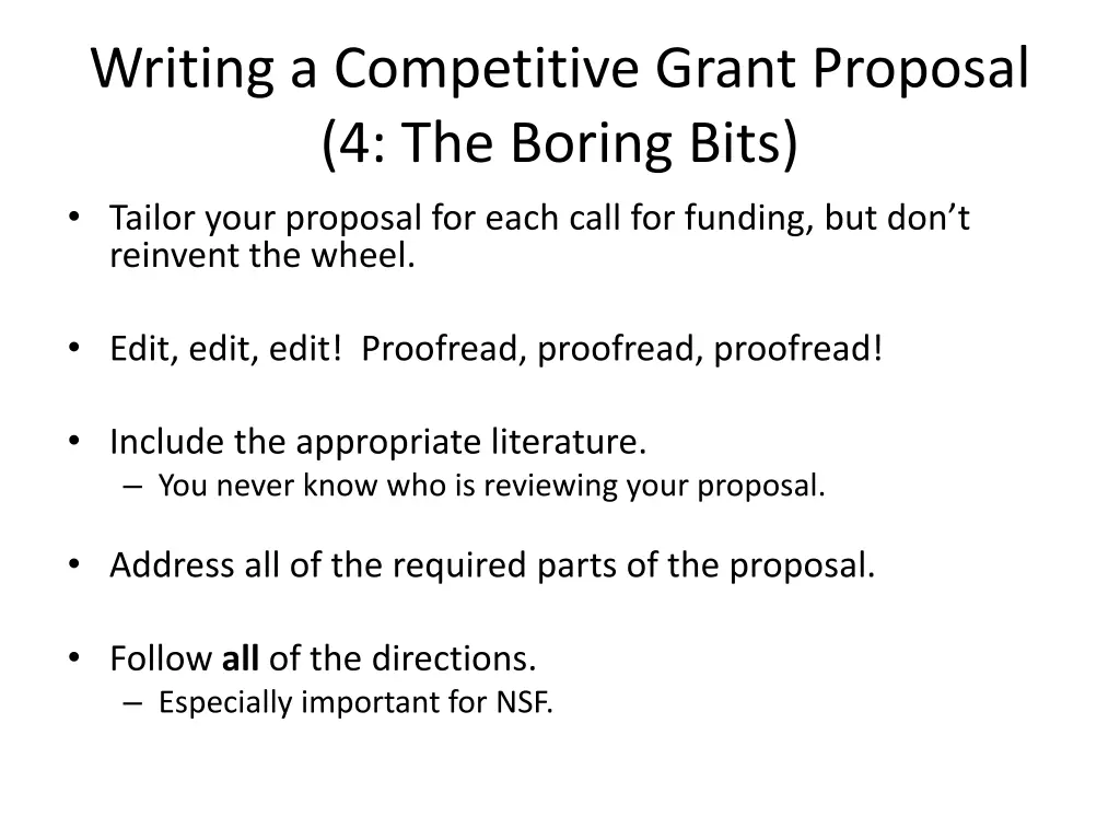 writing a competitive grant proposal 4 the boring
