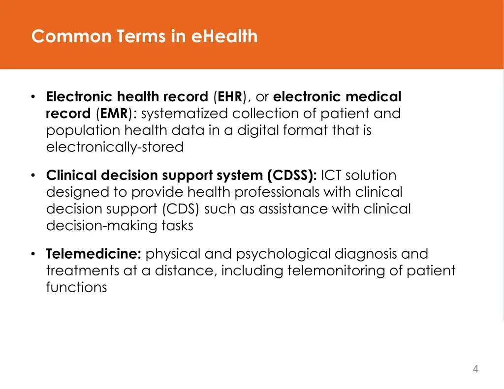 common terms in ehealth