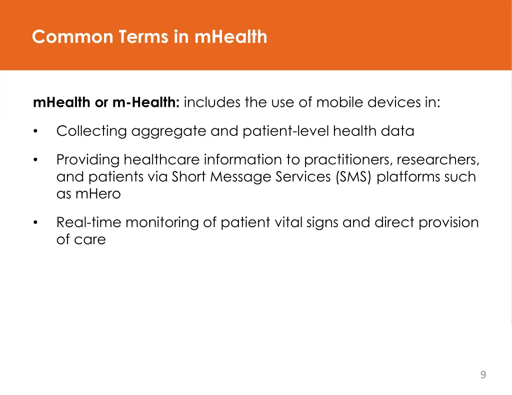 common terms in mhealth