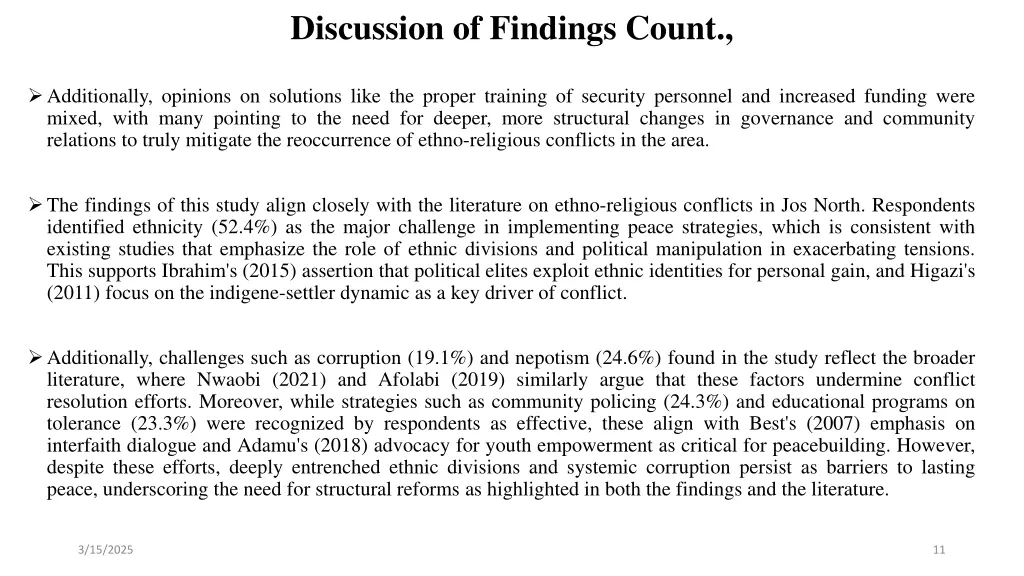 discussion of findings count