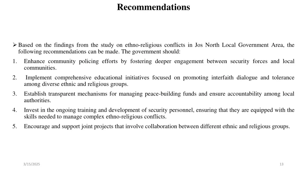 recommendations