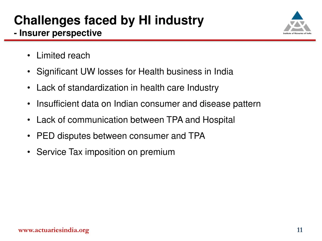 challenges faced by hi industry insurer