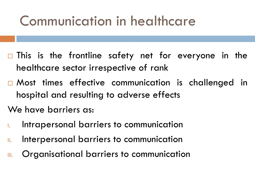 communication in healthcare