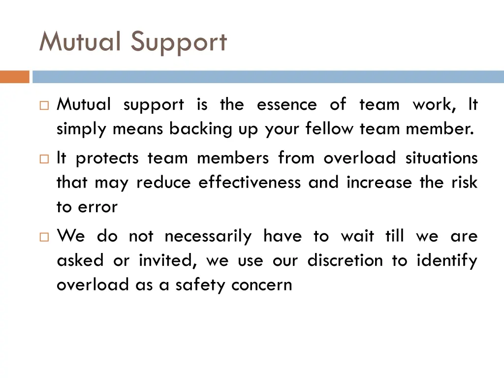 mutual support