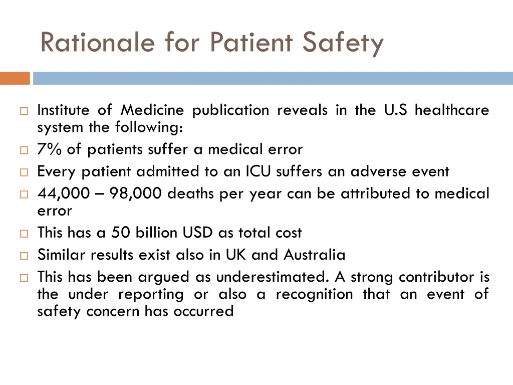 rationale for patient safety