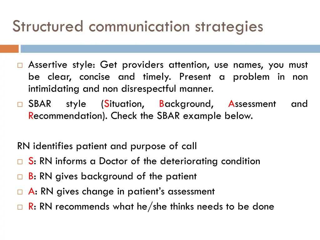 structured communication strategies