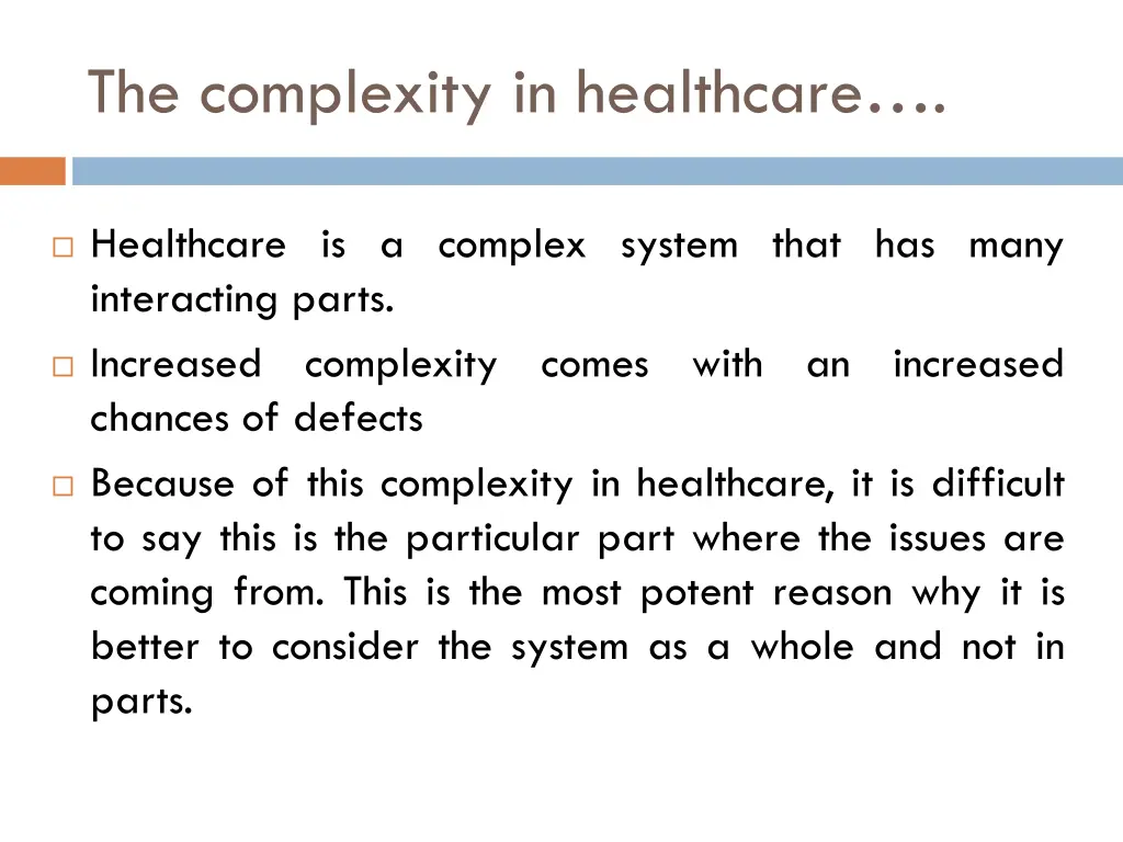 the complexity in healthcare