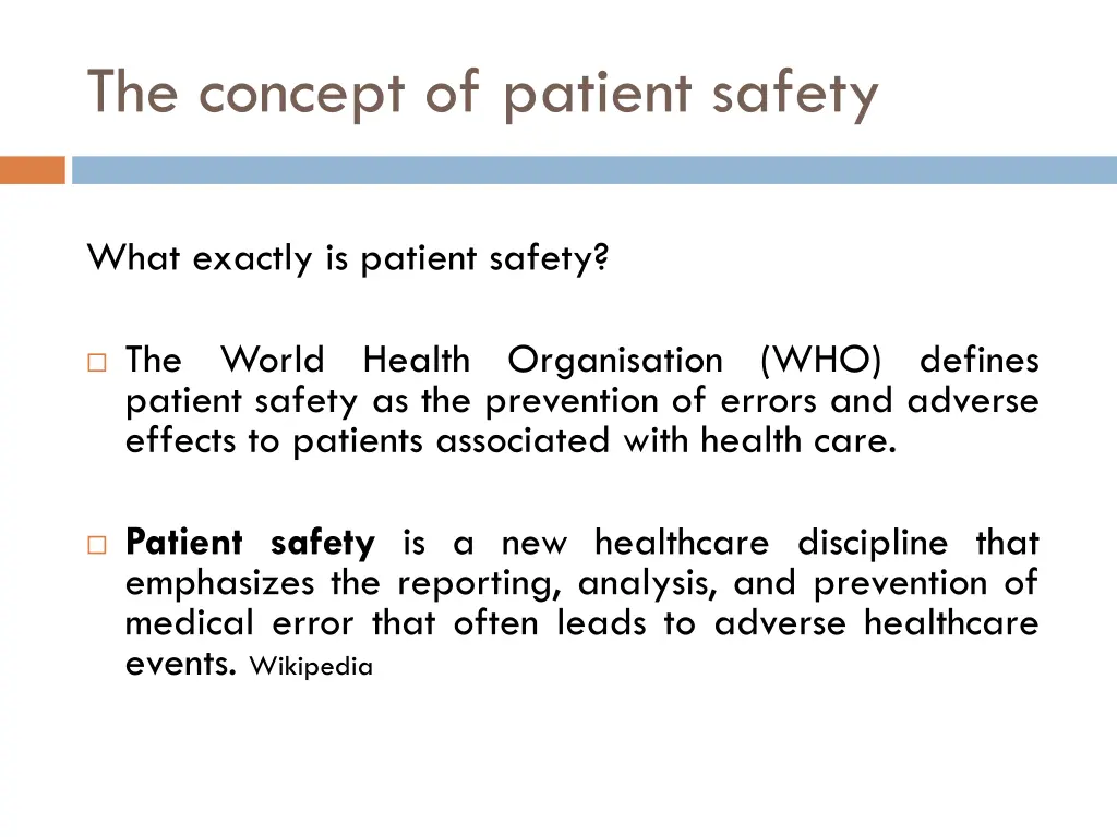 the concept of patient safety