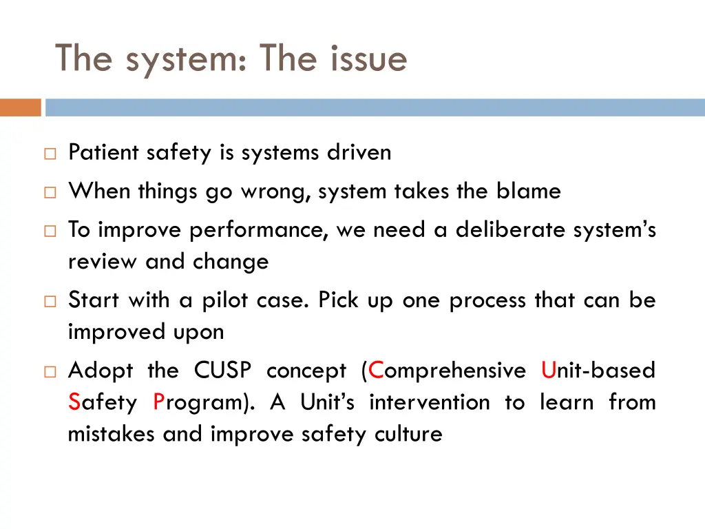 the system the issue
