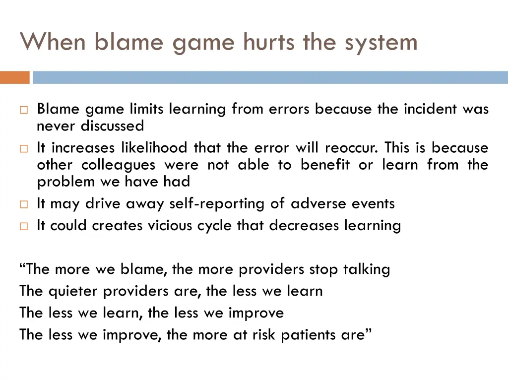 when blame game hurts the system