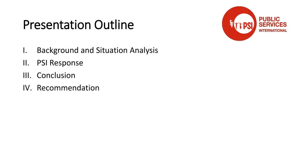presentation outline presentation outline