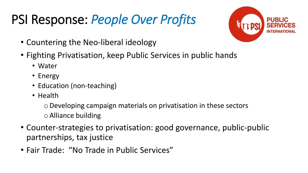 psi response psi response people over profits