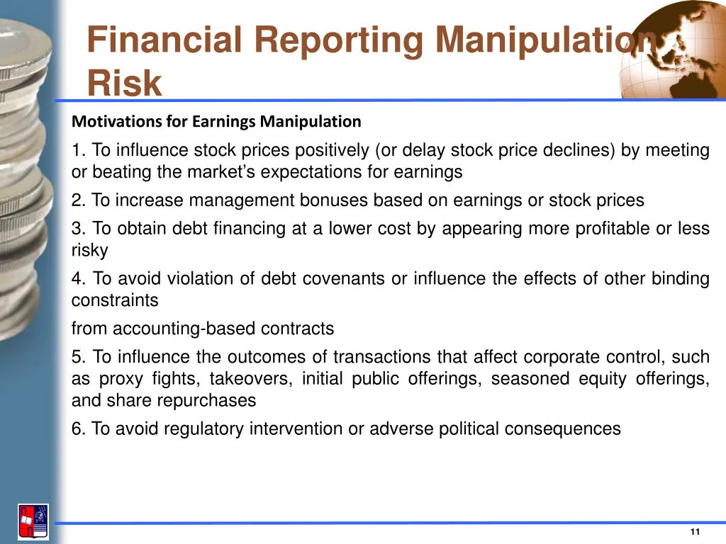 financial reporting manipulation risk