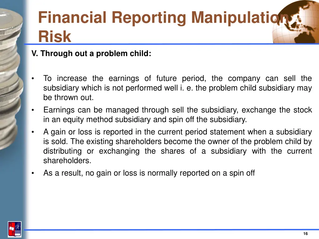 financial reporting manipulation risk v through