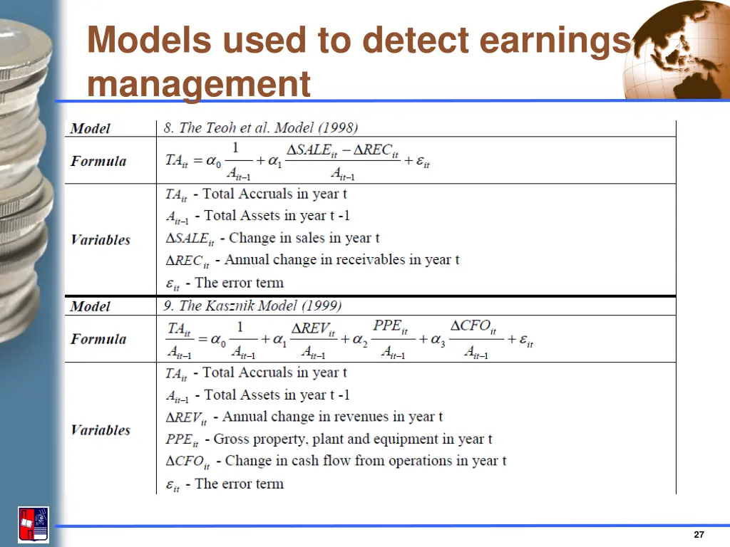 models used to detect earnings management 5