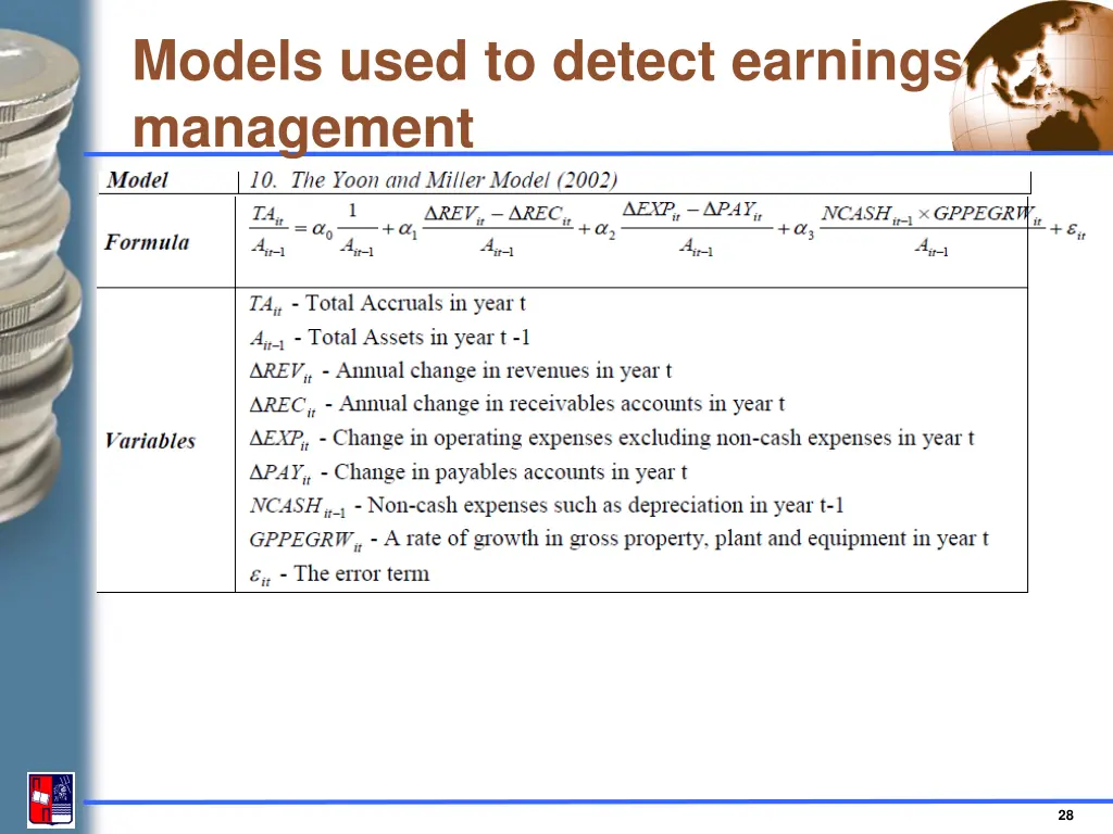 models used to detect earnings management 6