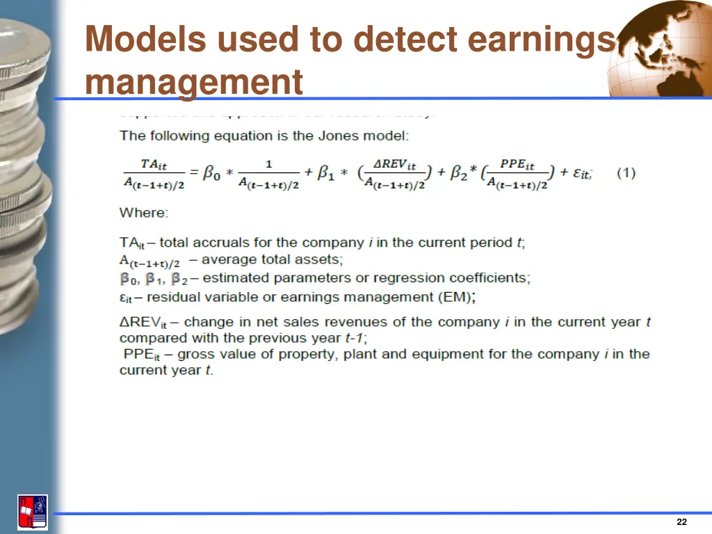 models used to detect earnings management