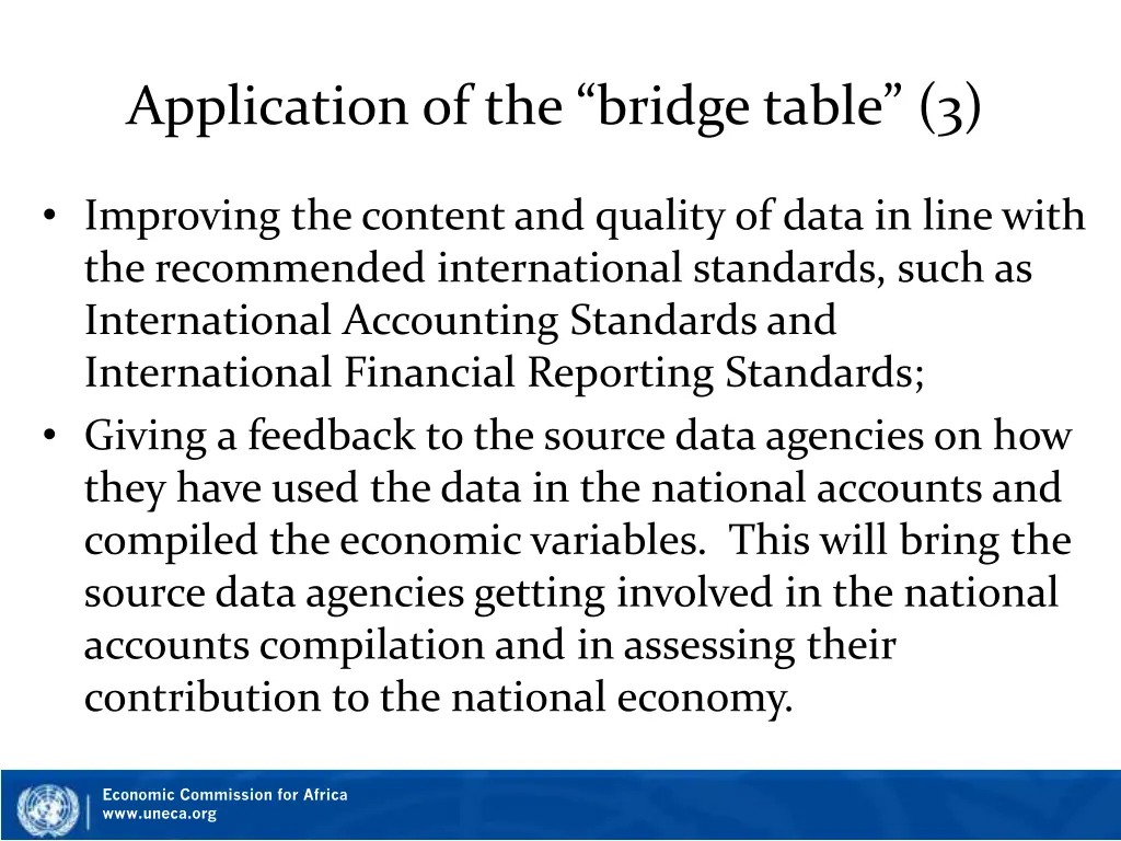 application of the bridge table 3