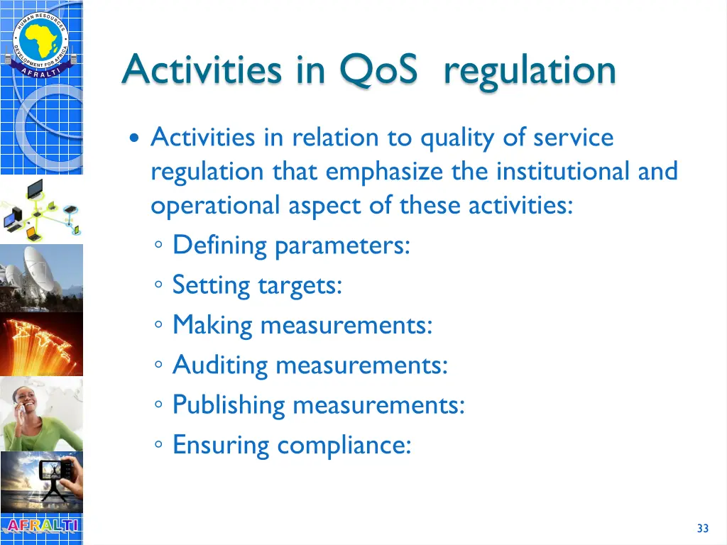 activities in qos regulation