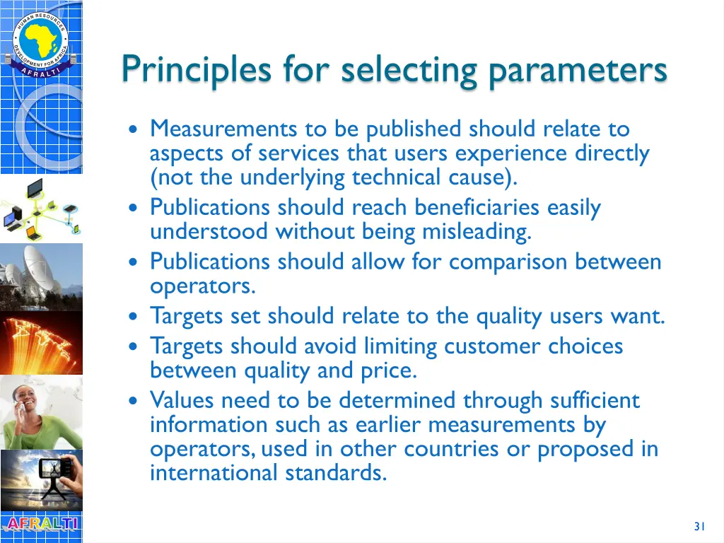 principles for selecting parameters 1