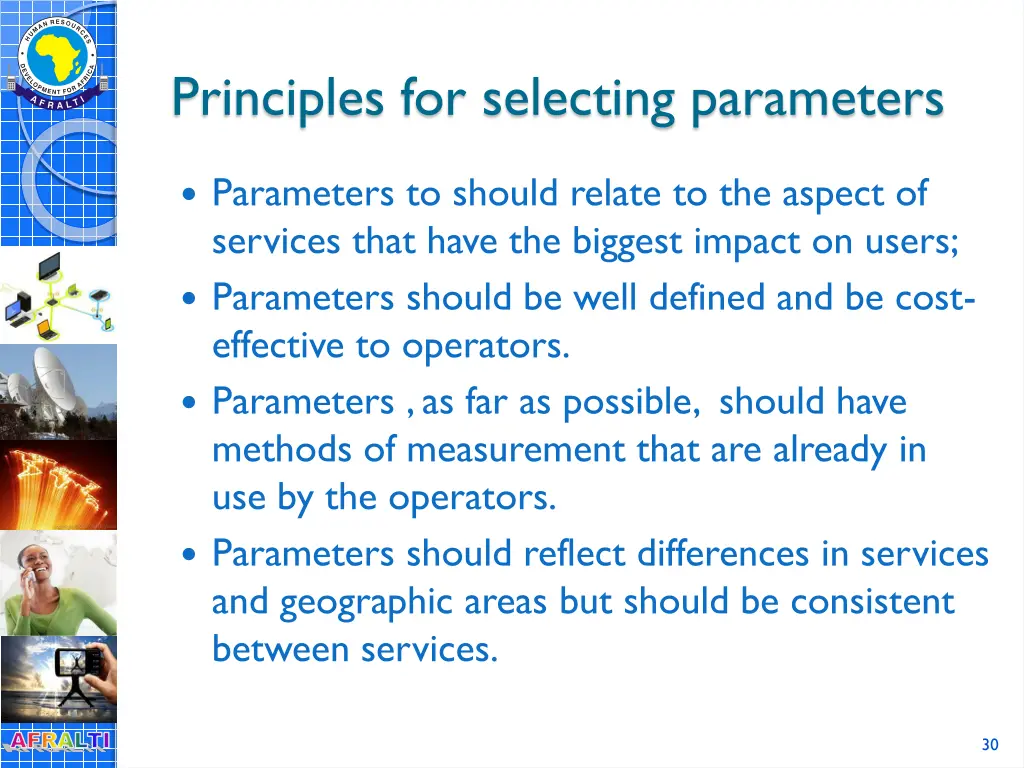 principles for selecting parameters