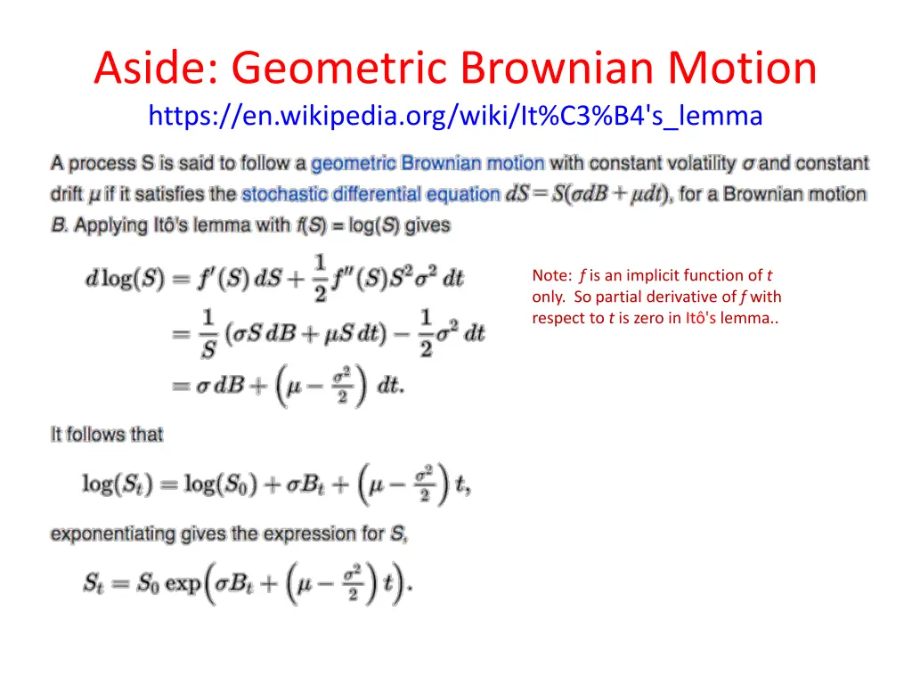 aside geometric brownian motion https