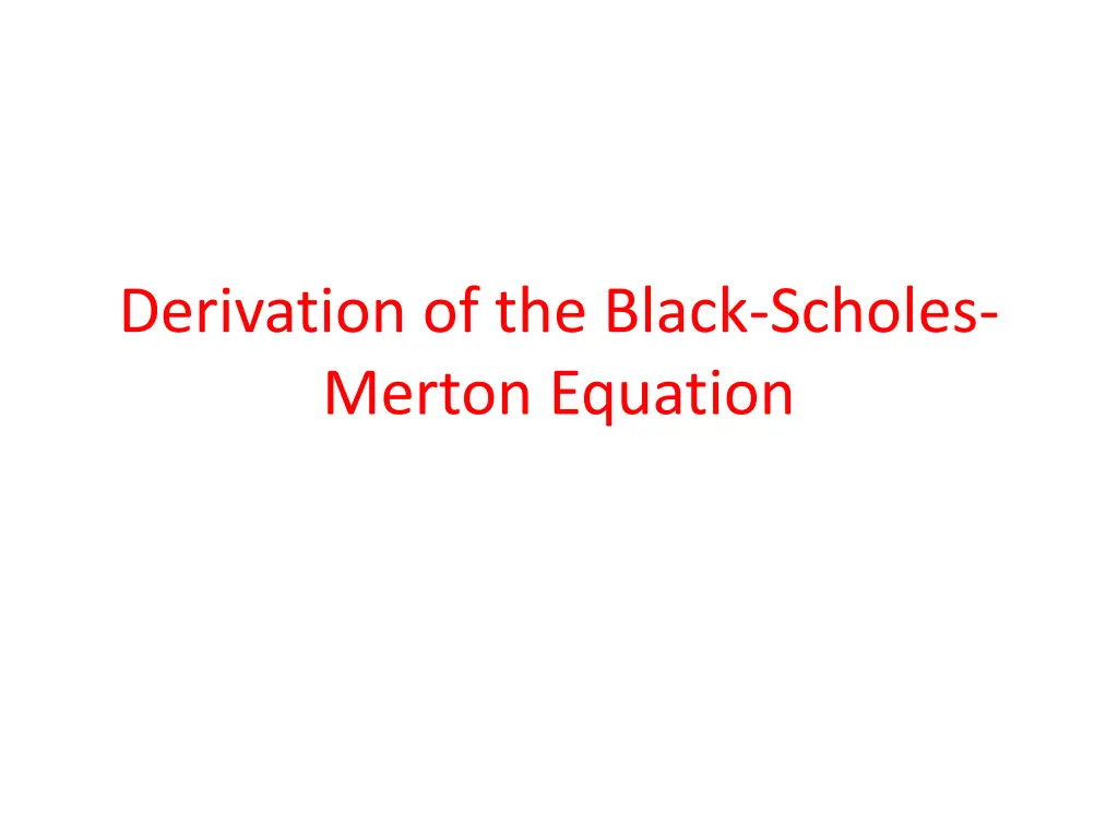 derivation of the black scholes merton equation