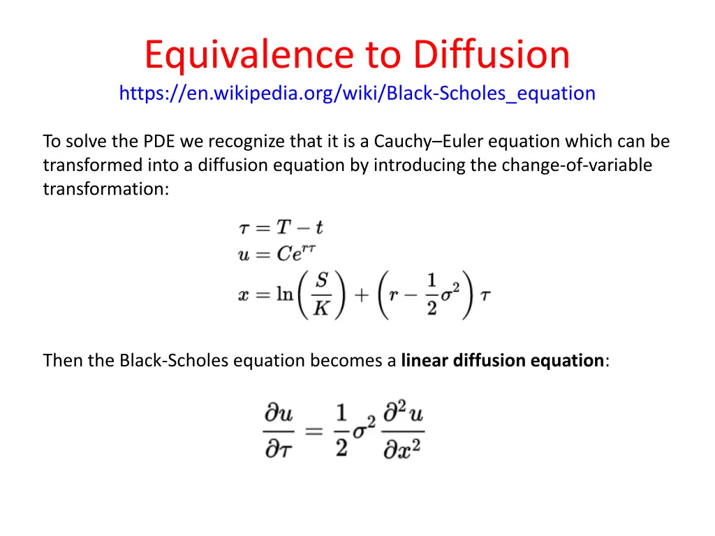 equivalence to diffusion https en wikipedia