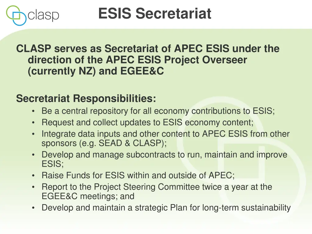 esis secretariat