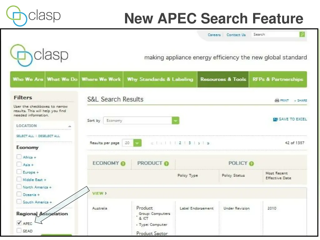 new apec search feature