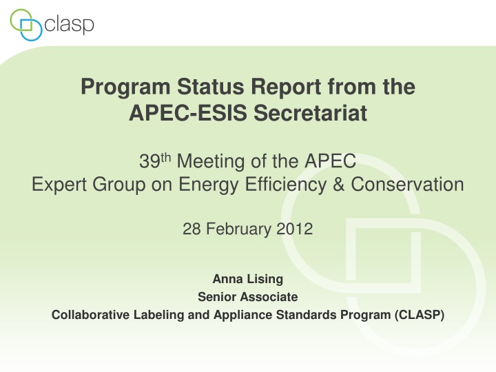 program status report from the apec esis