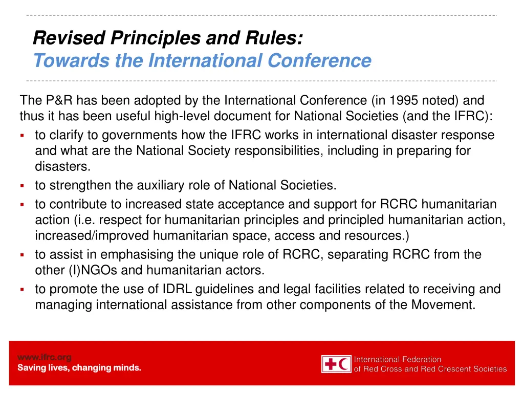 revised principles and rules towards