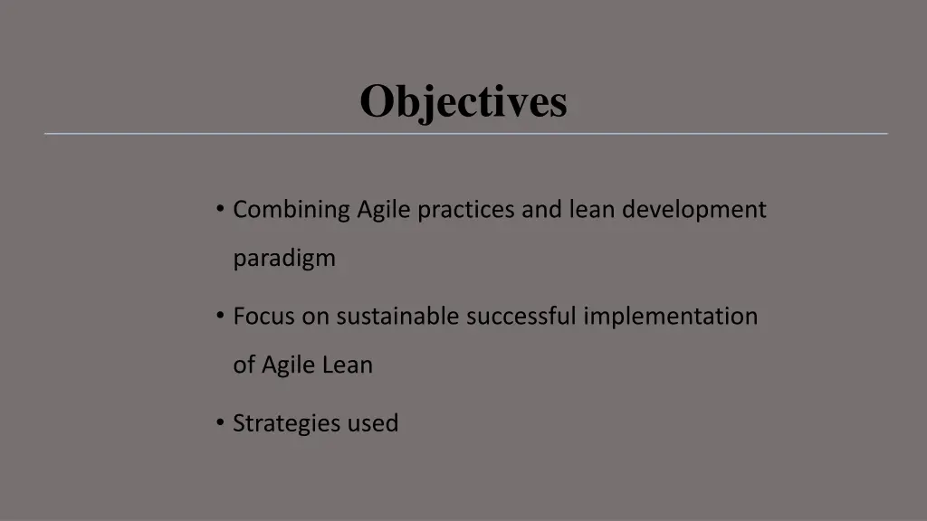 objectives