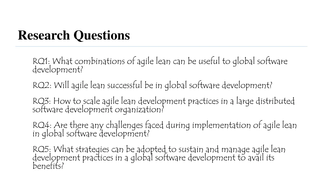 research questions