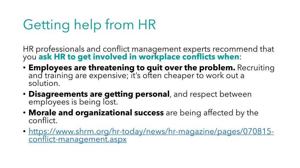getting help from hr
