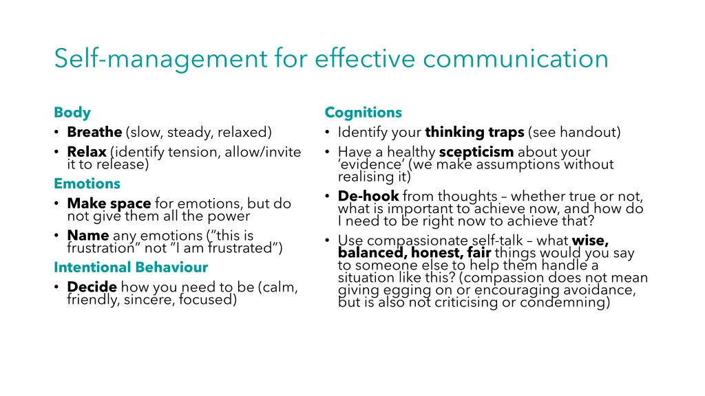 self management for effective communication