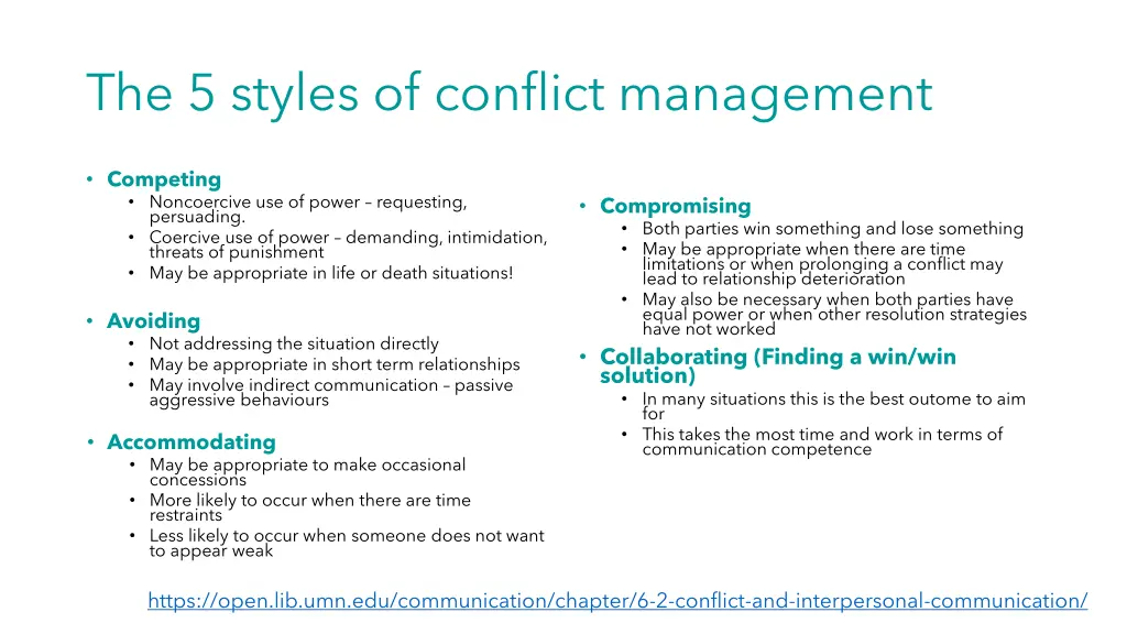 the 5 styles of conflict management