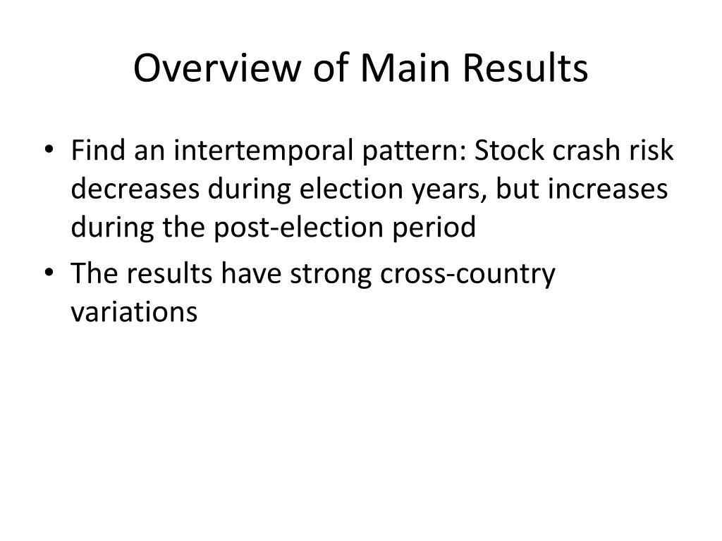 overview of main results